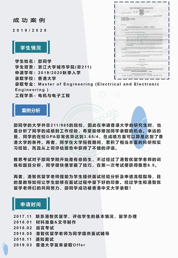 港智优留学offer | 香港大学电机与电子工程硕士